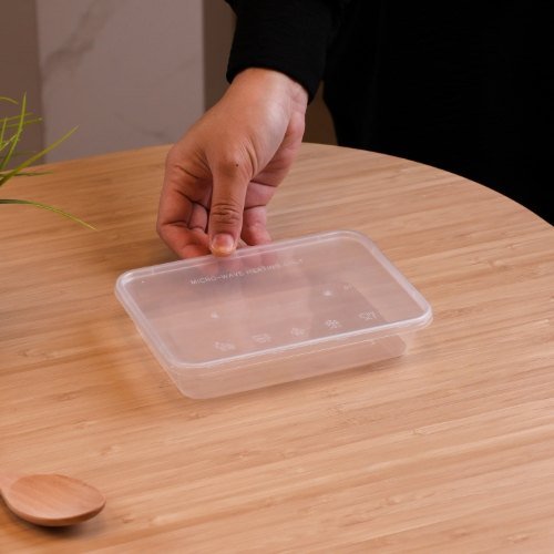 Felton FR500 clear rectangular food container, 500mL, 173 × 122 × 32 mm