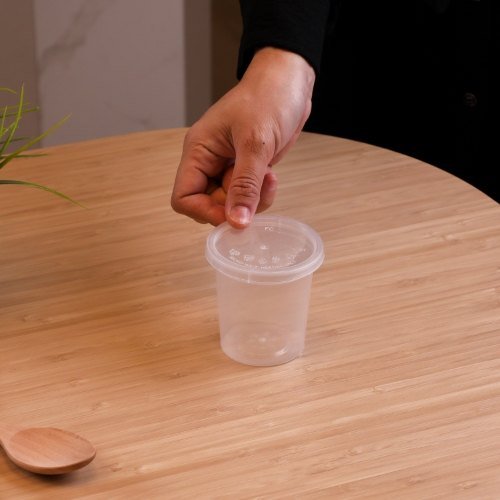 Felton FC190 clear round food container, 190mL, 77 × 77 × 78 mm