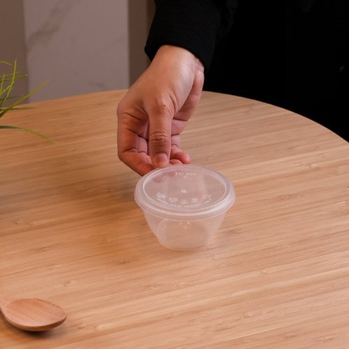 Felton FC200 clear round food container, 200mL, 95 × 95 × 56 mm