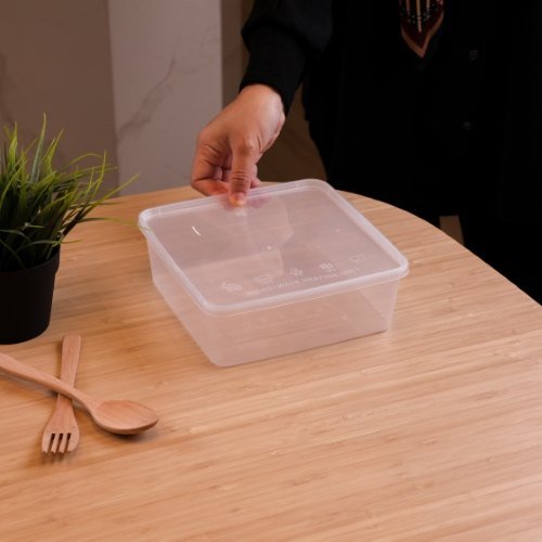 Felton FS2000 clear square food container, 2000mL, 203 × 203 × 72 mm