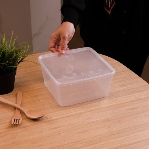 Felton FS3000 clear square food container, 3000mL, 203 × 203 × 100 mm