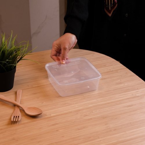 Felton FSQ1000 clear square food container, 1000mL, 161 × 161 × 55 mm