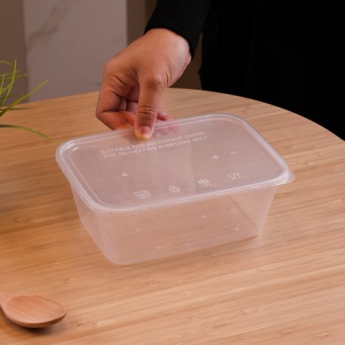 Felton RT1500S clear rectangular food container, 1500mL, 204 × 152 × 76 mm