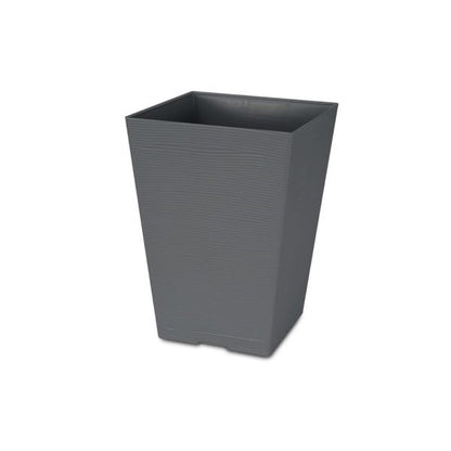 Felton FBL2454 dark grey square plastic flower pot, pot only, 28.7 × 28.7 × 40 cm