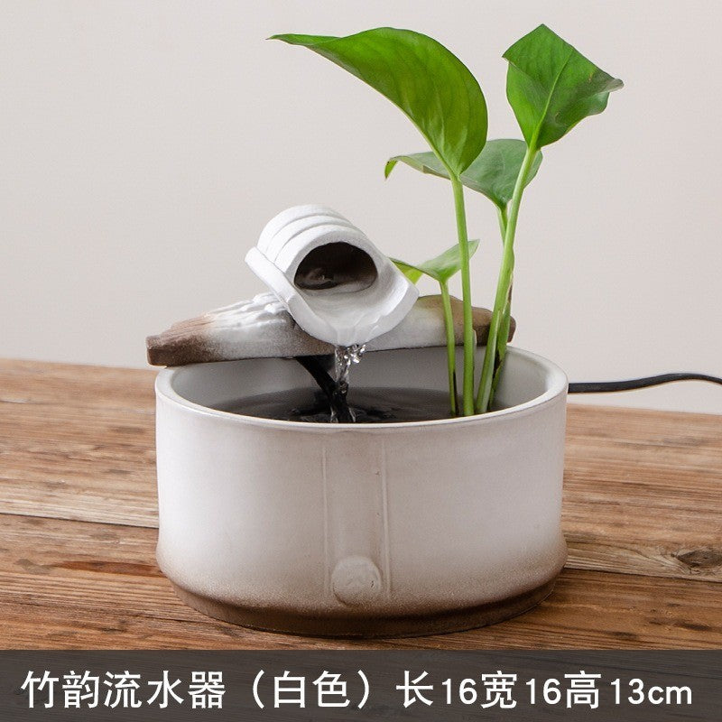 Zen Round Ceramic Tabletop Fountain – white dimensions
