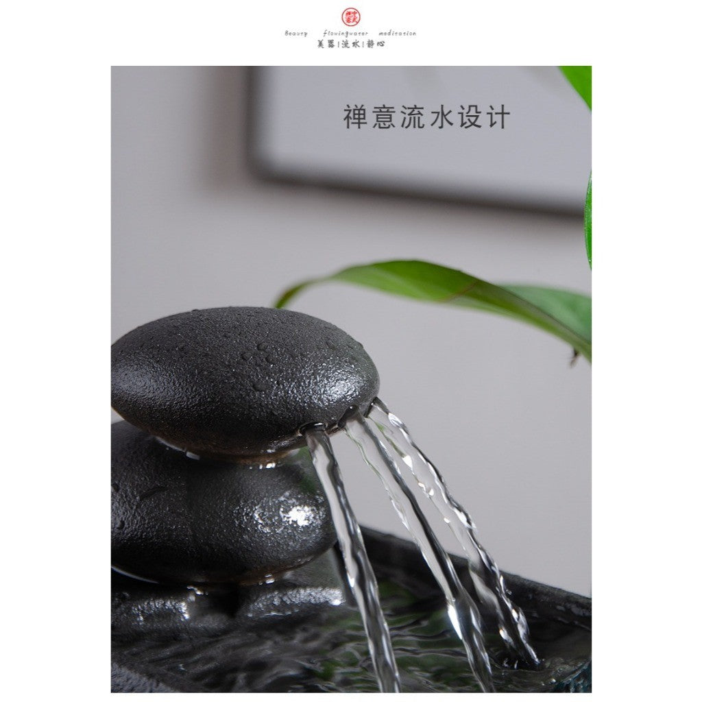 Zen Ceramic Waterfall Fountain – stone detail