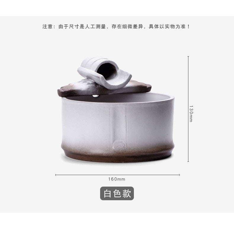 Zen Round Ceramic Tabletop Fountain – black and white comparison