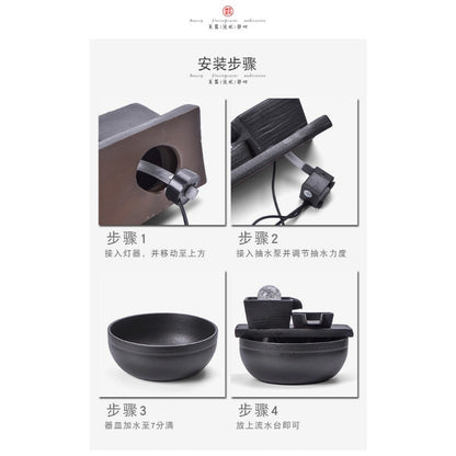 Round Ceramic Water Fountain with Crystal-Ball Design – specifications