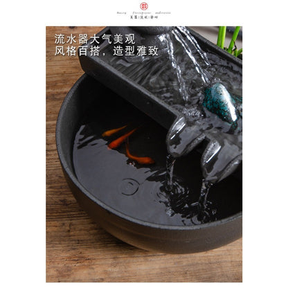 Zen Ceramic Waterfall Fountain – bowl detail