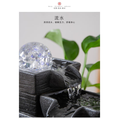 Round Ceramic Water Fountain with Crystal-Ball Design – planter detail