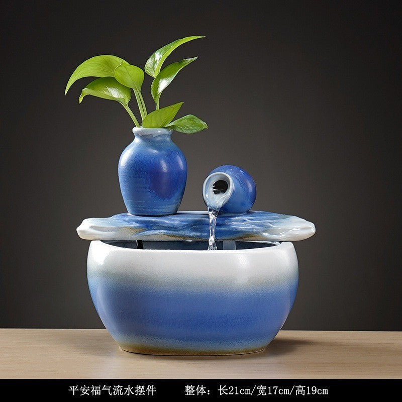 Blue Glazed Ceramic Tabletop Waterfall Fountain – product details view 13