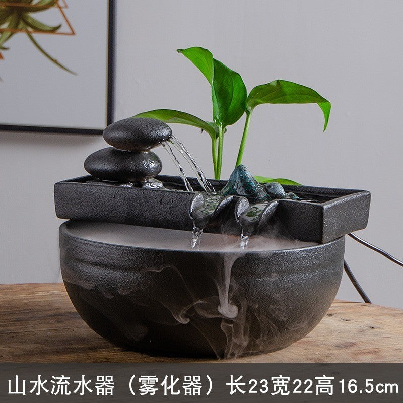 Zen Ceramic Waterfall Fountain – with atomization