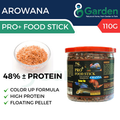 DL Aquatics PRO+ Food Sticks for Channa & Arowana – product and packaging