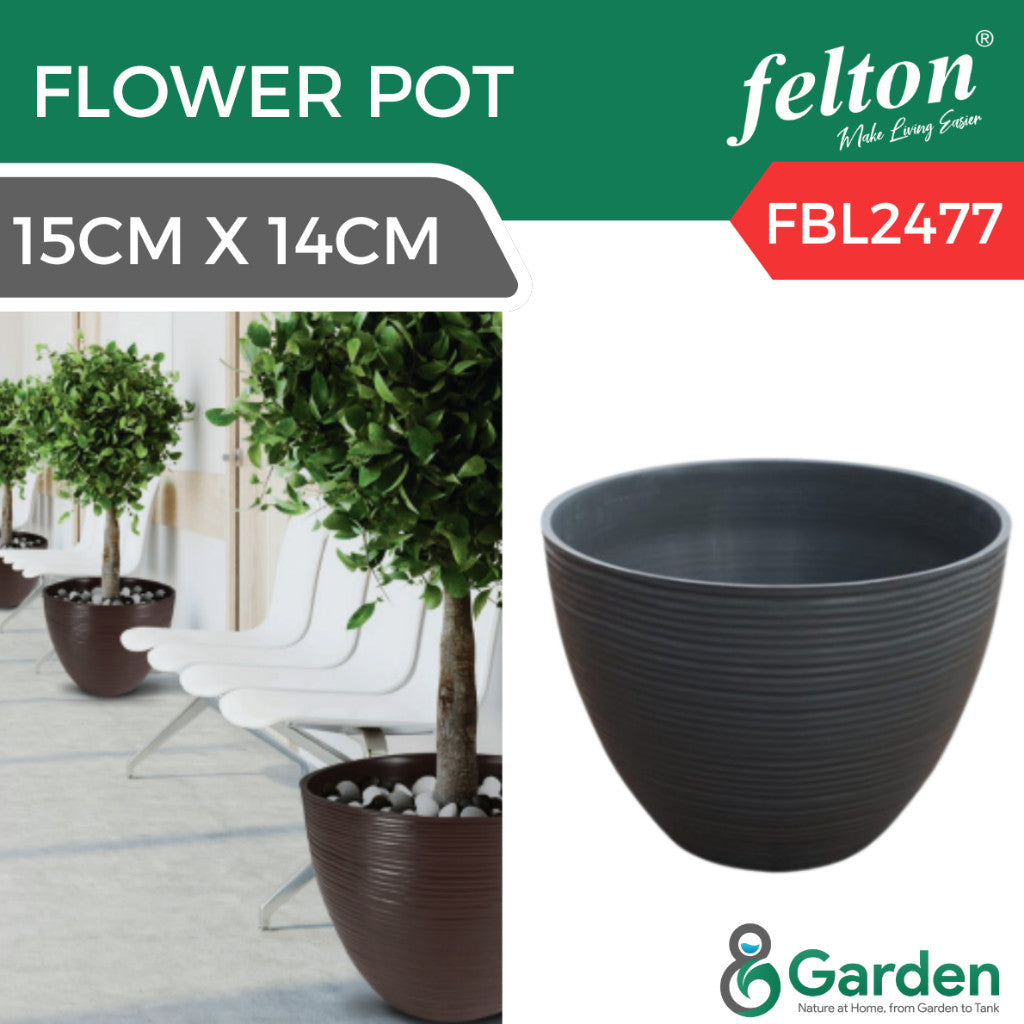 Felton FBL2477 Round Plastic Flower Pot 15cm – product and size guide