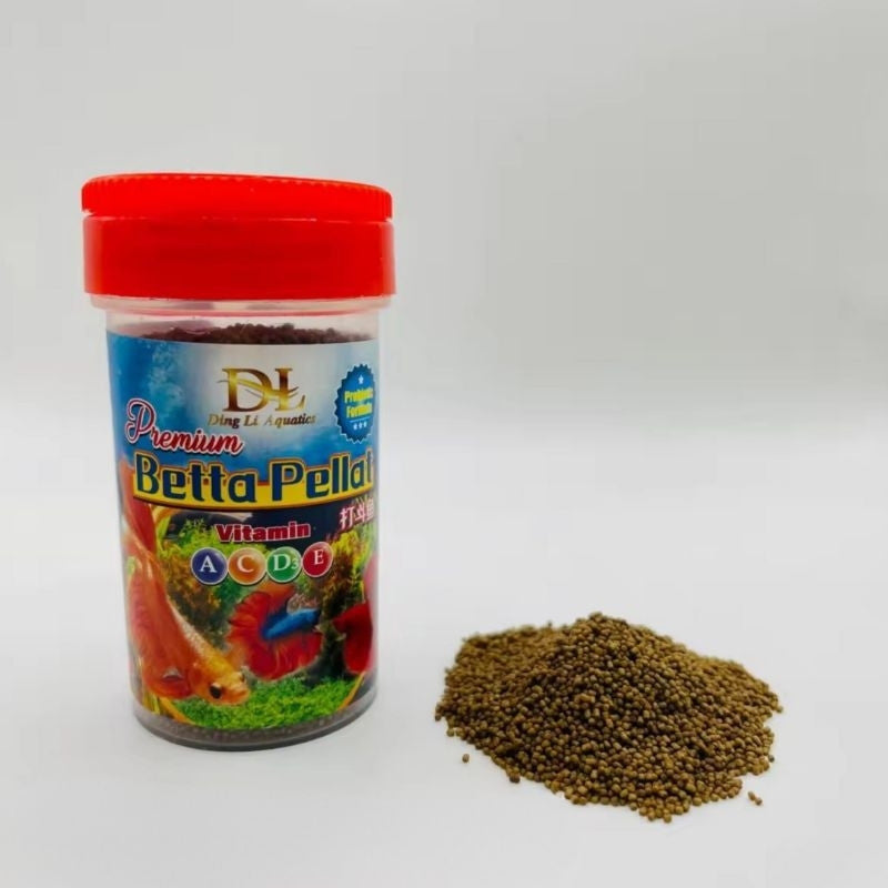 DL Premium Betta Floating Pellets – bottle and pellets