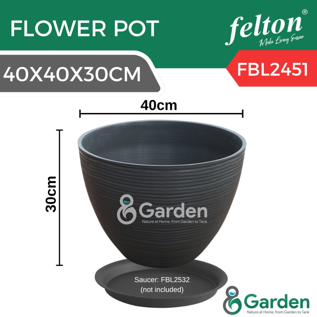 Felton FBL2451 Round Plastic Flower Pot 40cm – product and size guide