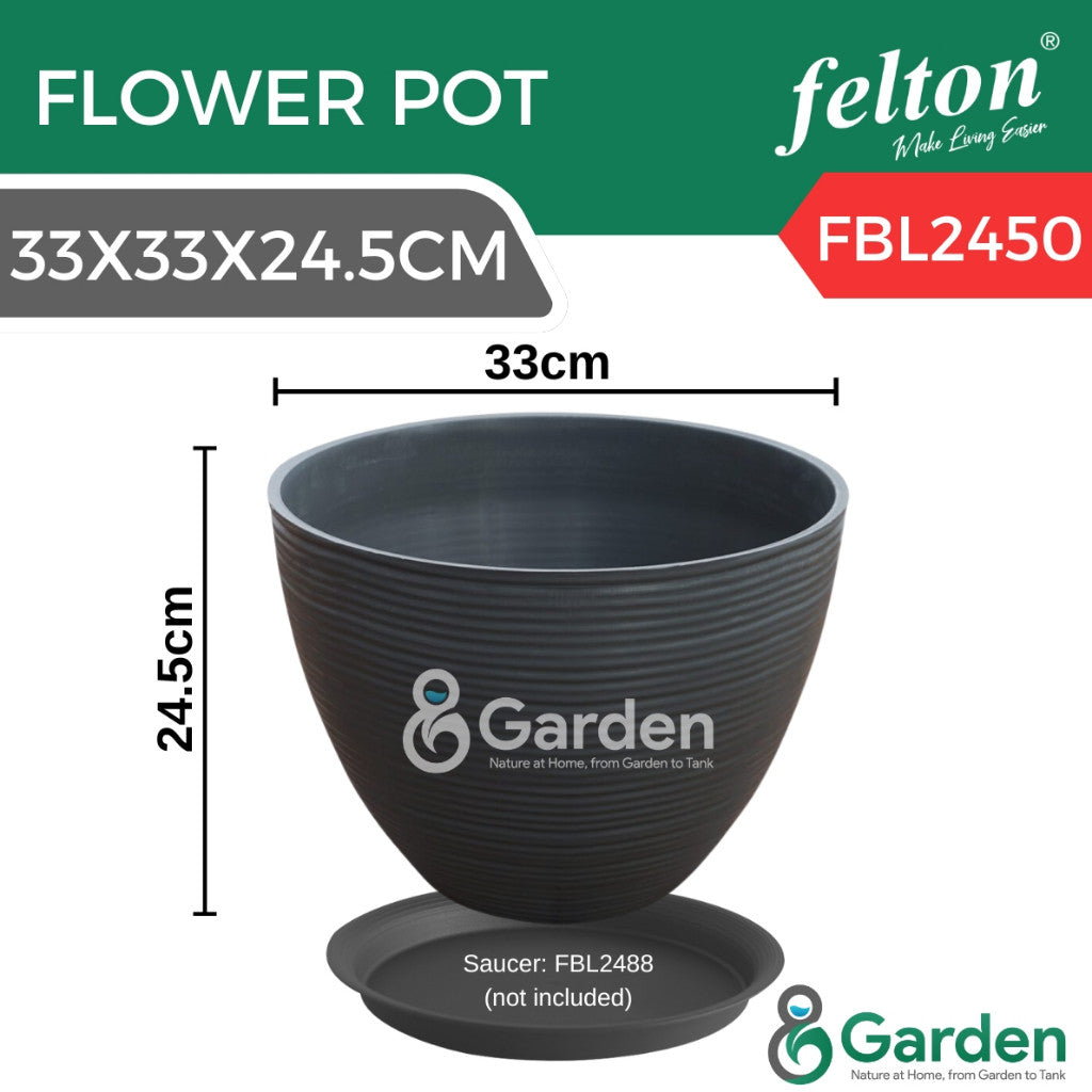 Felton FBL2450 Round Plastic Flower Pot 33cm – product and size guide