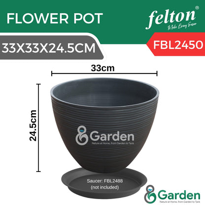 Felton FBL2450 Round Plastic Flower Pot 33cm – product and size guide
