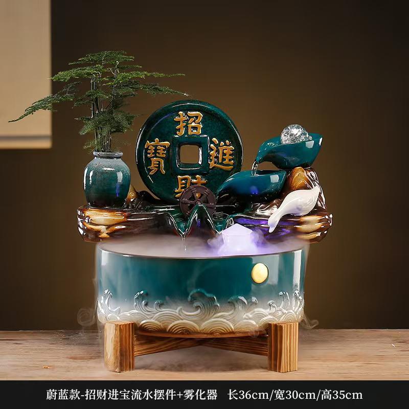 Ceramic Waterwheel Tabletop Fountain with Planter – product and packaging