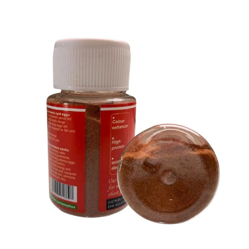 AquaCrown Artemia Decapsulated Brine Shrimp Eggs – container and feed