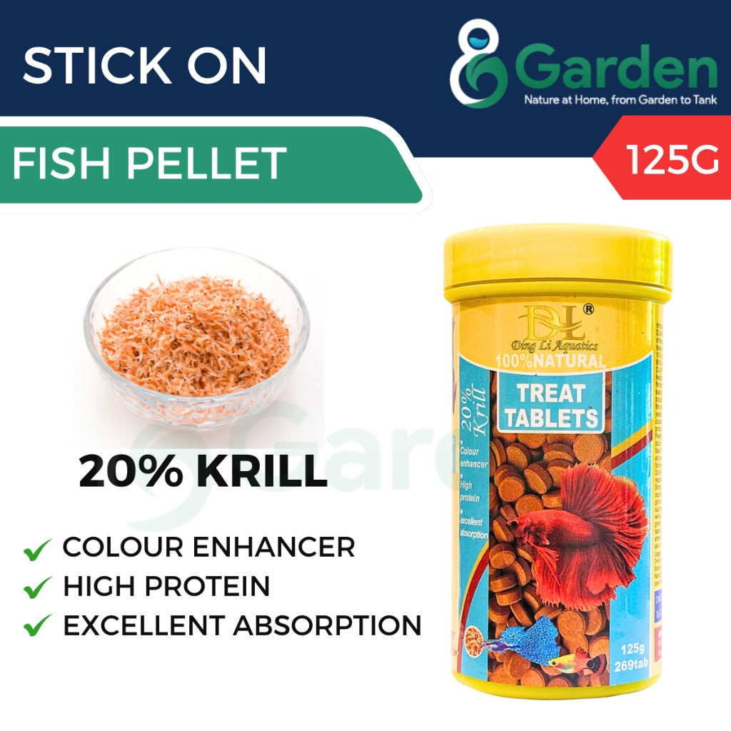 DL Aquatics Stick-On Fish Treat Tablets – product and packaging