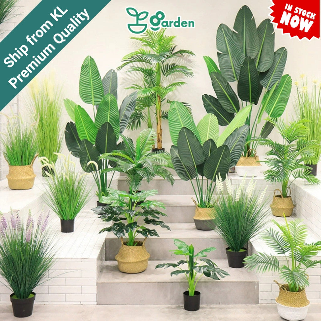 Artificial Indoor Plants & Woven Basket Options – product and packaging