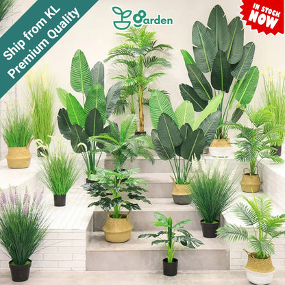 Artificial Indoor Plants & Woven Basket Options – product and packaging