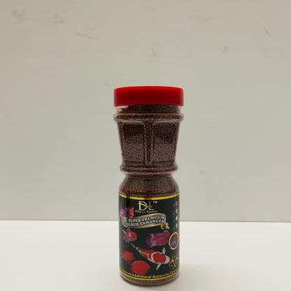 DL Super Premium Colour Enhance Fish Food – small bottle close-up