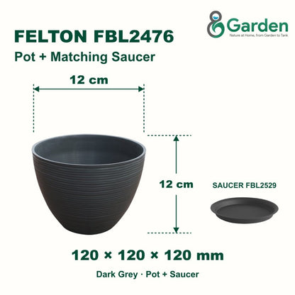Felton FBL2476 Round Plastic Flower Pot 12cm – product and size guide
