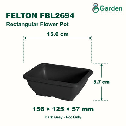 Felton FBL2694 Rectangular Plastic Flower Pot 15.6cm – product and size guide