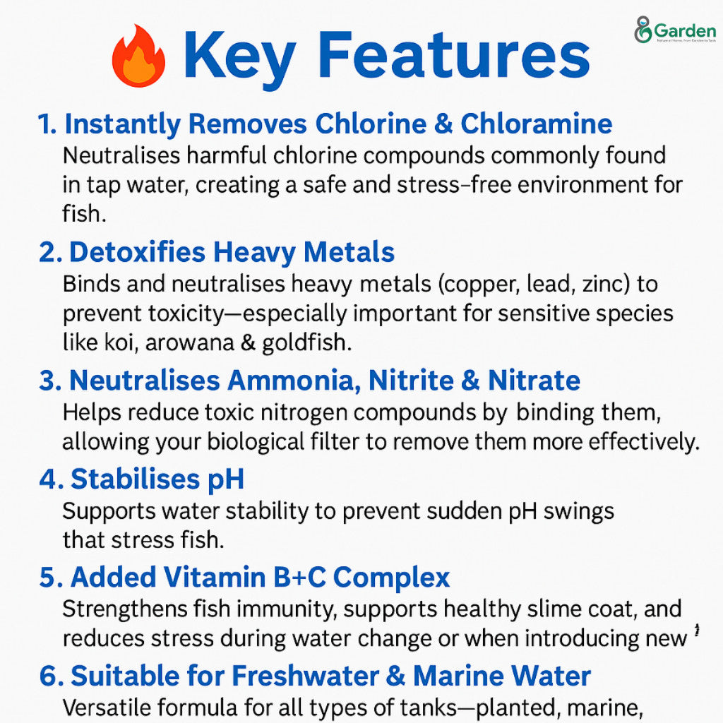 GoldPlus Aquarium Water Conditioner – product information graphic 2