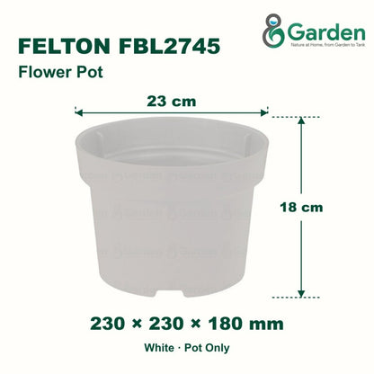 Felton FBL2745 Round Plastic Flower Pot 23cm – product and size guide