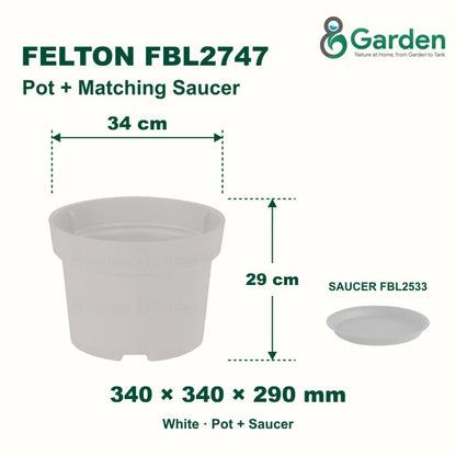 Felton FBL2747 Round Plastic Flower Pot 34cm – product and size guide