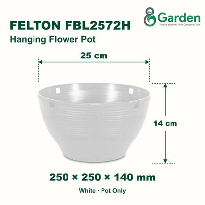 Felton FBL2572H Round Plastic Flower Pot 25cm – product and size guide