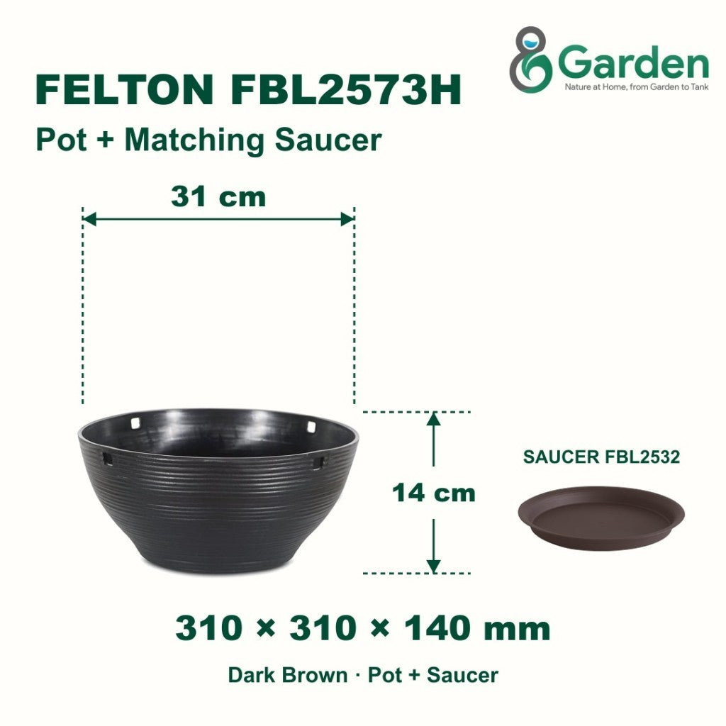 Felton FBL2573H Round Plastic Flower Pot 31cm – product and size guide