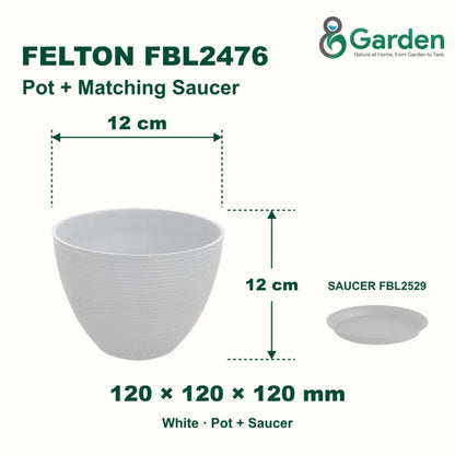 Felton FBL2476 Round Plastic Flower Pot 12cm – product and size guide