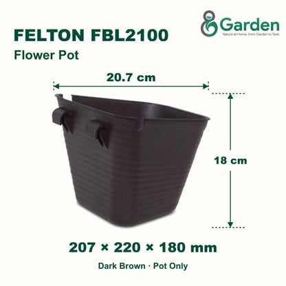 Felton FBL2100 Round Plastic Flower Pot 20.7cm – product and size guide