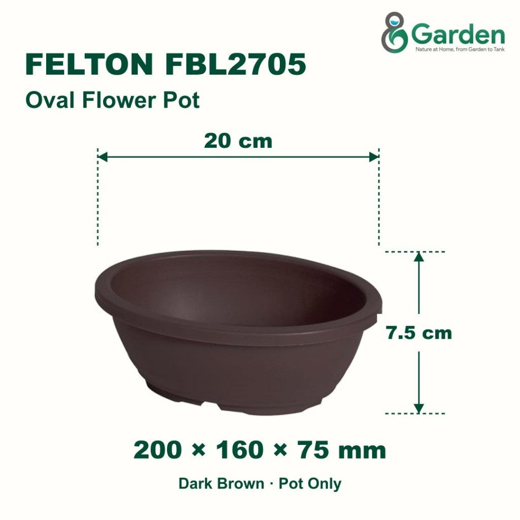 Felton FBL2705 Oval Plastic Flower Pot 20cm – product and size guide
