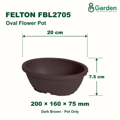 Felton FBL2705 Oval Plastic Flower Pot 20cm – product and size guide