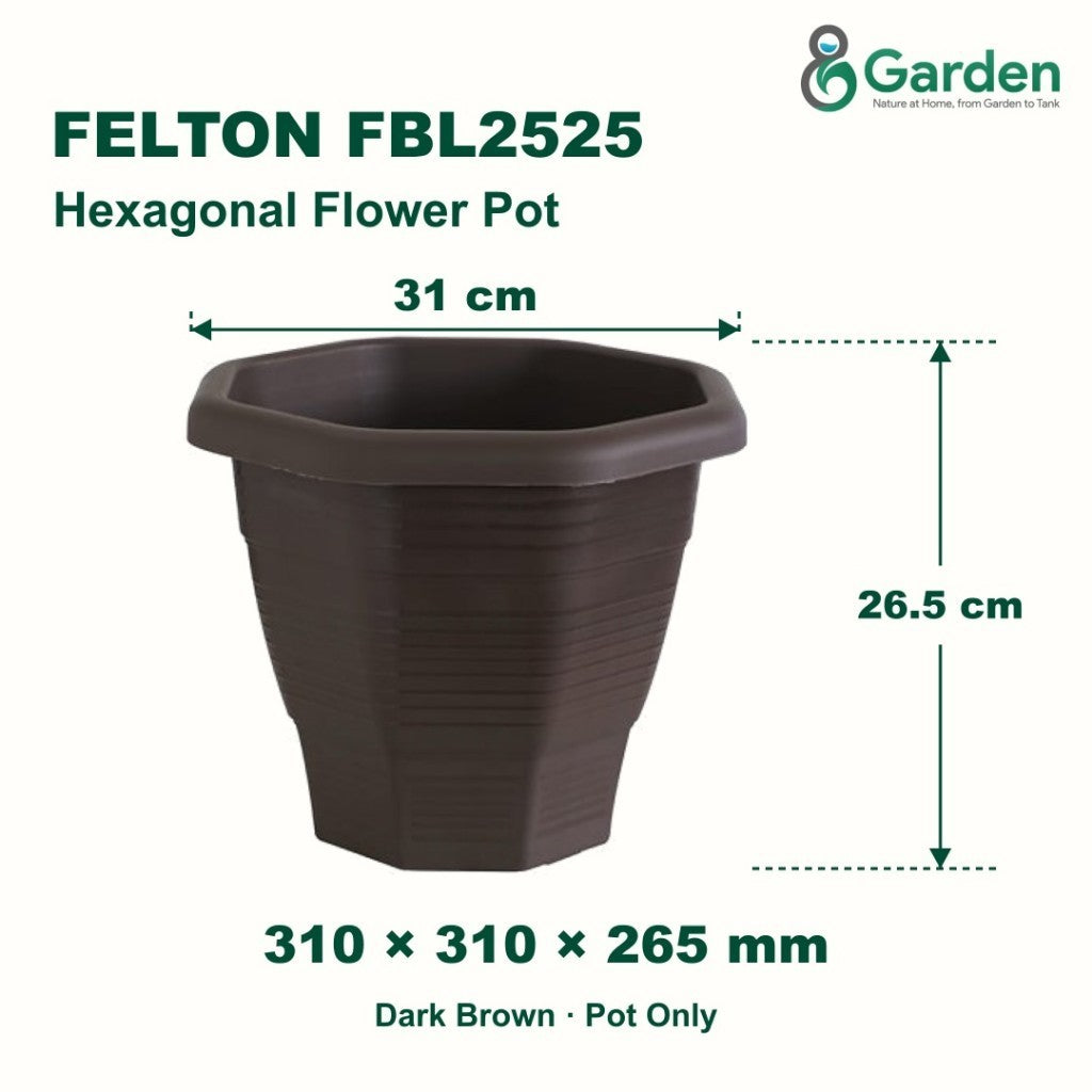 Felton FBL2525 Hexagonal Plastic Flower Pot 31cm – product guide