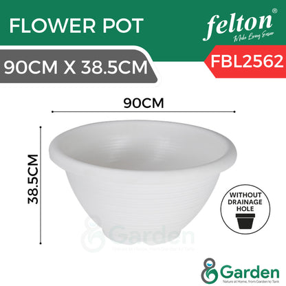 Felton FBL2562 Round Plastic Flower Pot 90cm – No Drainage Hole – product and size guide