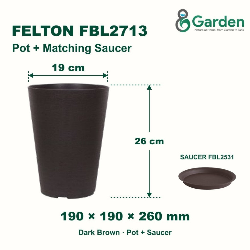 Felton FBL2713 Round Plastic Flower Pot 19cm – product and size guide