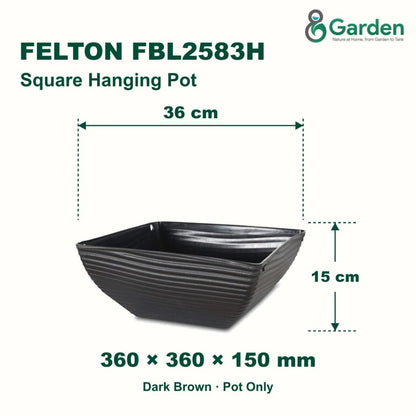 Felton FBL2583H Square Plastic Flower Pot 36cm – product and size guide