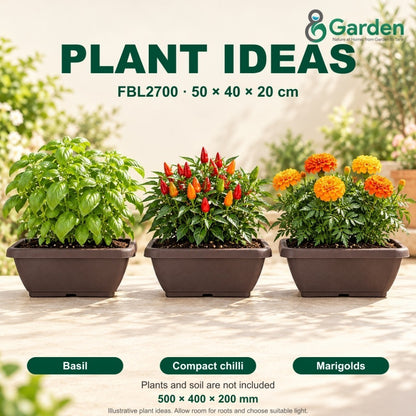 Felton FBL2700 Rectangular Plastic Flower Pot 50cm – product and size guide