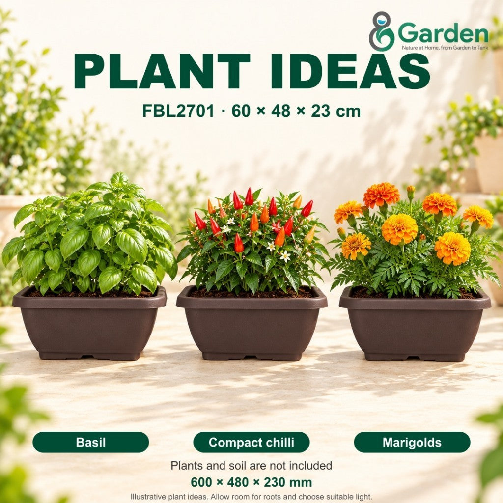 Felton FBL2701 Rectangular Plastic Flower Pot 60cm – product and size guide