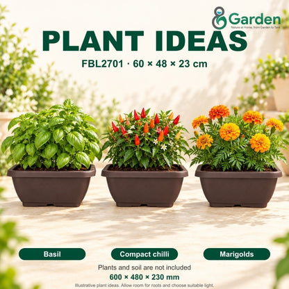 Felton FBL2701 Rectangular Plastic Flower Pot 60cm – product and size guide