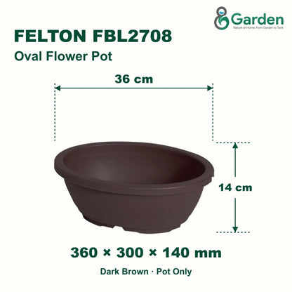 Felton FBL2708 Oval Plastic Flower Pot 36cm – product and size guide