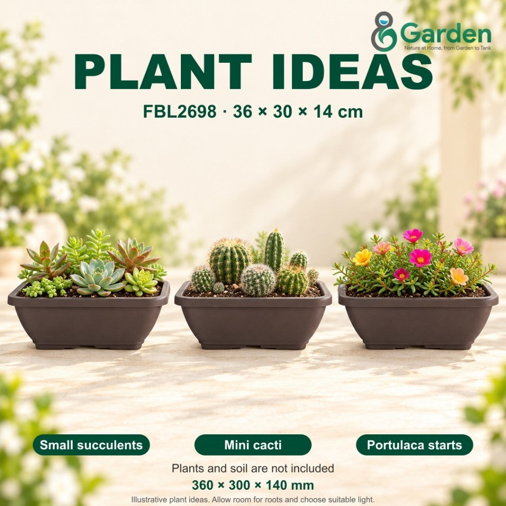Felton FBL2698 Rectangular Plastic Flower Pot 36cm – product and size guide