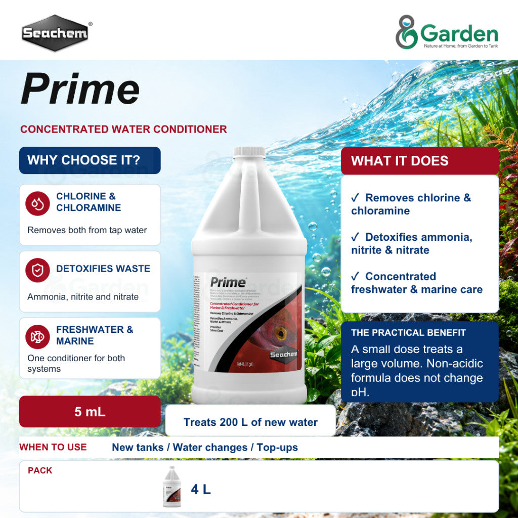 Seachem Prime Aquarium Water Conditioner – 4 L – product information