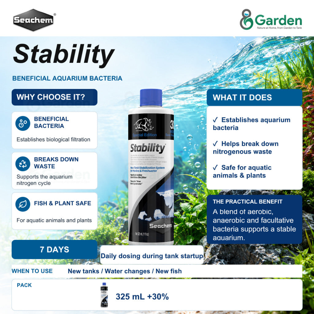 Seachem Stability Aquarium Beneficial Bacteria – 325 mL – product information